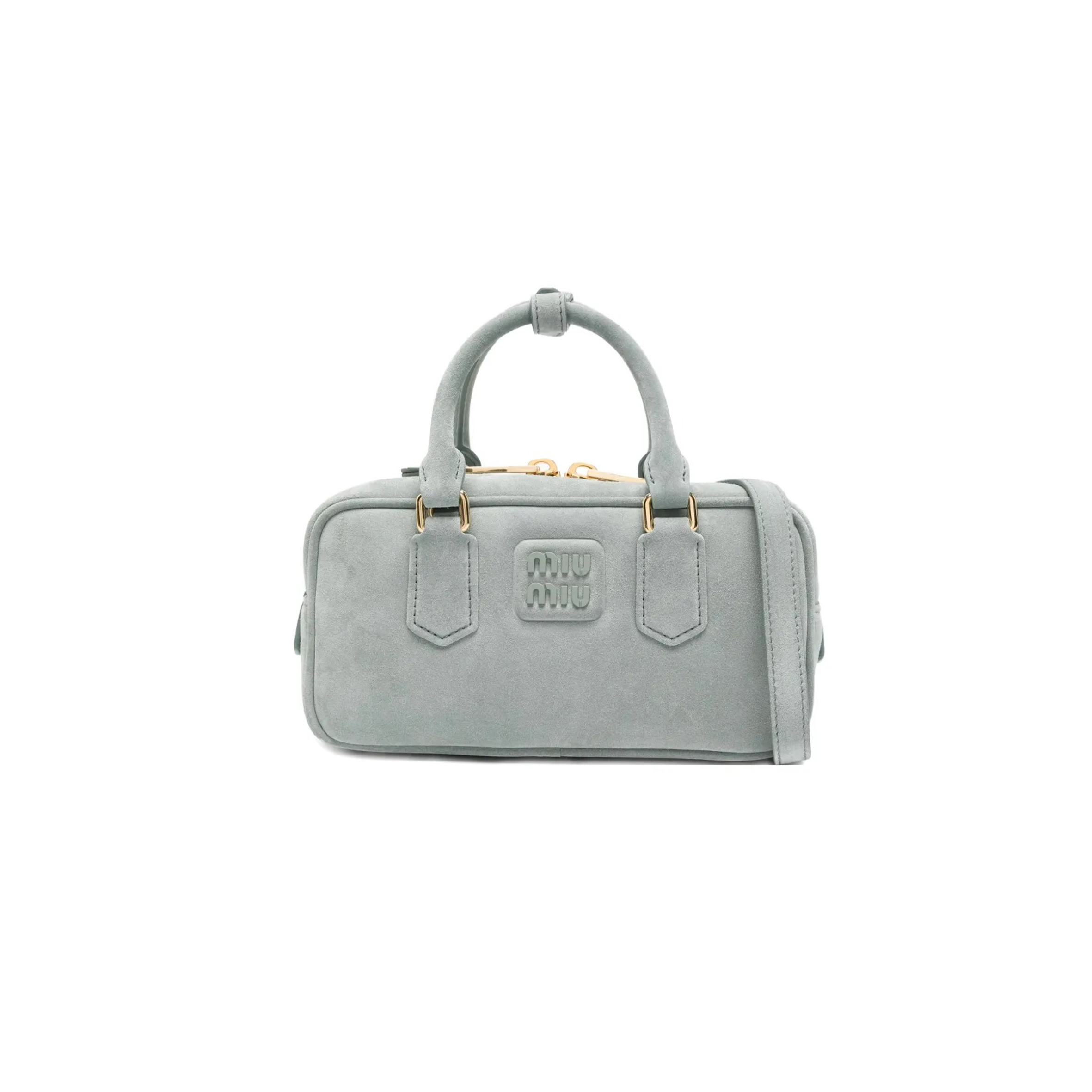 MIU MIU ARCADIE TOP-HANDLE SUEDE SATCHEL 5bb142 (22*10.5*7.5cm)